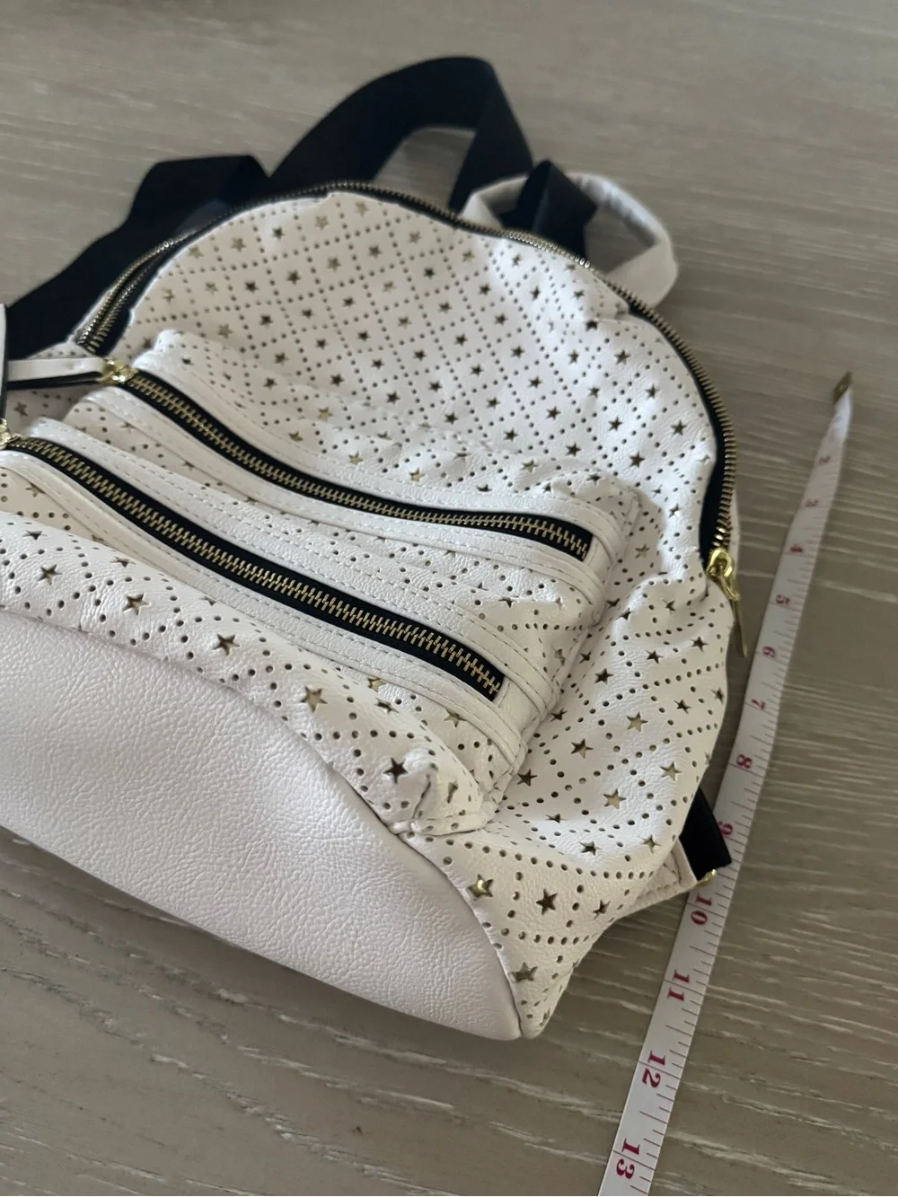 Steve Madden White Star-Perforated Mini Backpack